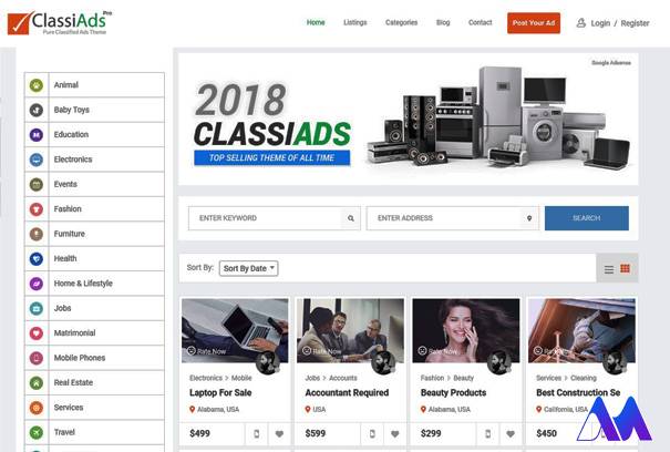 قالب مزایده در وردپرس Classiads- بهترین قالب های مزایده