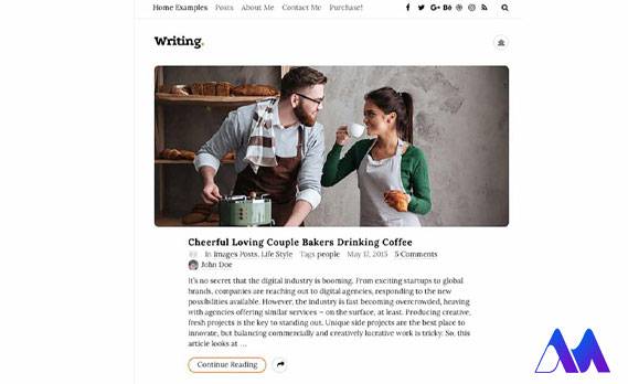 قالب شخصی Writing - Personal Blog- بهترین قالب سایت شخصی