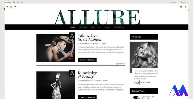 قالب شخصی و وبلاگی وردپرس Allure- بهترین قالب سایت شخصی