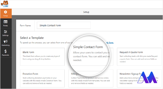 یک فرم جدید با WPForms ایجاد کنید