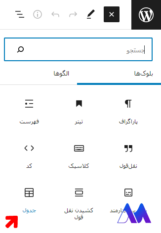 ساخت جدول در وردپرس با ویرایشگر پیش‌فرض