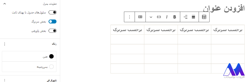 ساخت جدول در وردپرس با ویرایشگر پیش‌فرض
