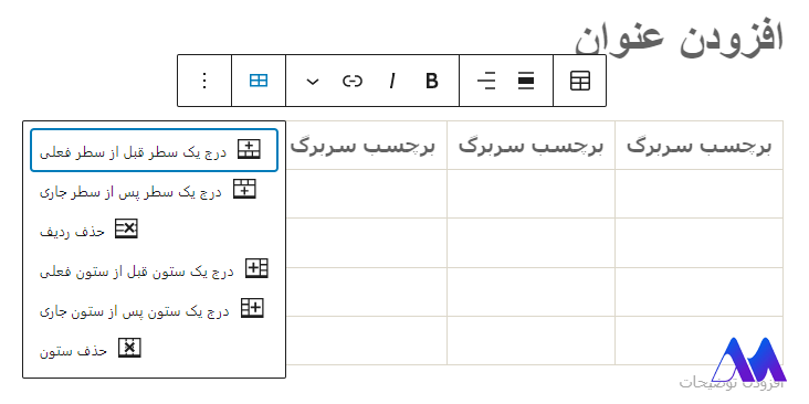 ساخت جدول در وردپرس با ویرایشگر پیش‌فرض