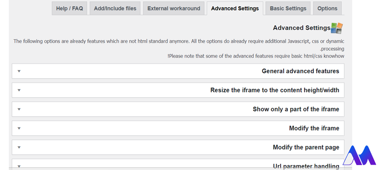 سربرگ Advanced Settings