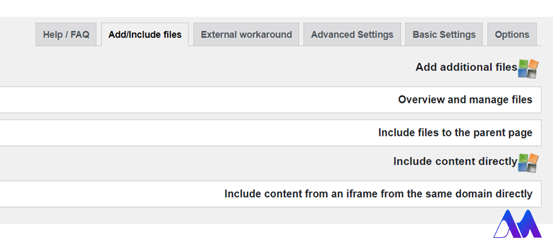 سربرگ Add/ include Files